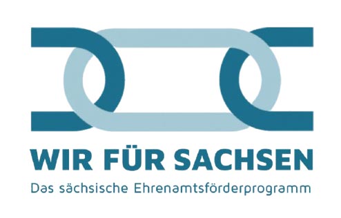 Förderlogo des sächsischen Ehrenamtsförderprogramms Wir für Sachsen